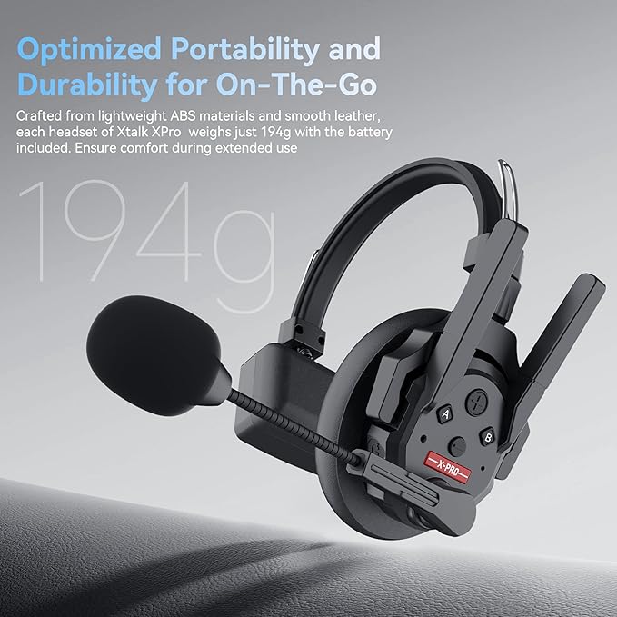 SYNCO XTalk XPro Wireless Intercom Headset with Antenna Enhanced Signal Reception 2.4GHz Full Duplex Random Master Device Design for Team Communication Headset (Xpro9 Nine Users)