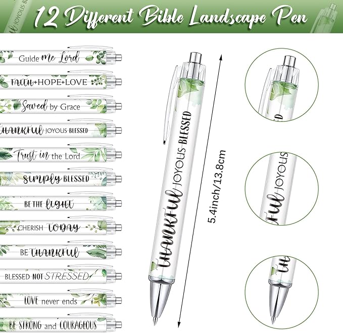 Colarr 24 Pcs Christian Bulk Gifts for Women Men Bible Verse Pens and Notebooks Religious Easter Gifts Scripture Ballpoint Pens Journals Sunday School Church Inspirational Study Supplies(Greenery)