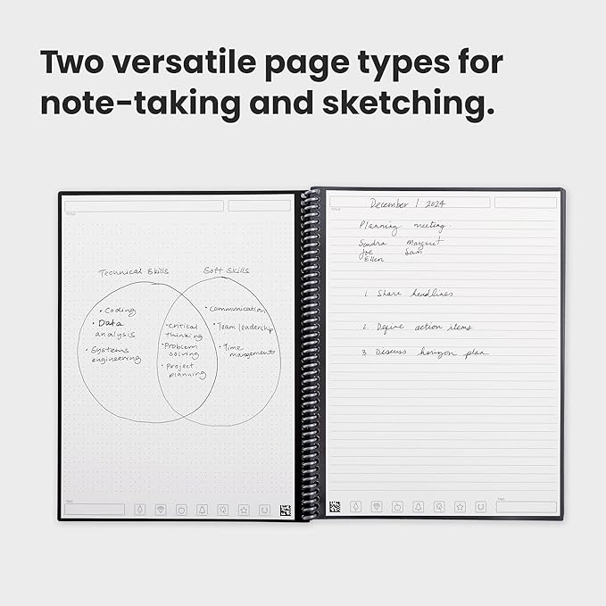 Rocketbook Fusion Reusable Undated Productivity Planner, Letter Size 8.5x11, Beige - Goals, Monthly and Weekly Calendar, Daily To-do List, Lined and Dotted Notes Pages
