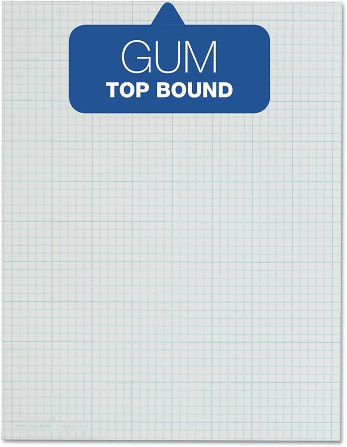 TOPS Cross Section Pad, 1 Pad, 5 Squares/Inch, Quadrille Rule, Letter Size, White, 50 Sheets/Pad, 1 Pad (35051)