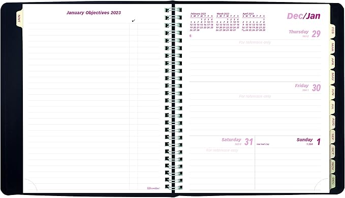 Brownline 2023 Essential Weekly/Monthly Planner, 12 Months, January to December, Twin-Wire Binding, 8.5" x 6.75", Black (CB850.BLK-23)
