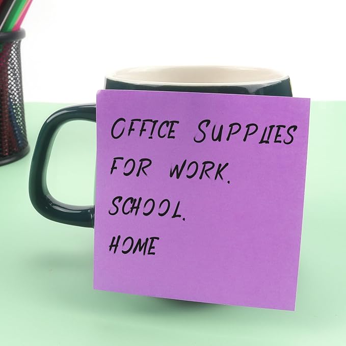 Sticky Notes 3x3 Self-Stick Notes Bright Colors Sticky Notes 8 Pads 80 Sheet/Pad (Purple)