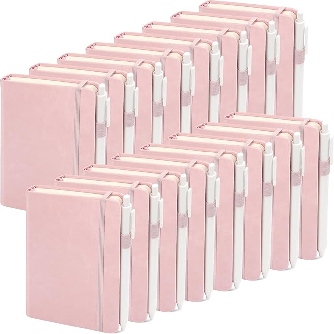 Pocket Small Notebook Journals, 16 Pack (Rose Pink) Mini Notebook 3.7x5.7 Journaling Notebooks for Women Men, Hardcover Lined Note Pads with Pens for Work, Business, Travel Journal, Office Supplies
