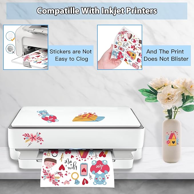 Premium Printable Clear Vinyl Sticker Paper for Inkjet Printers, 30 Sheets Transparent Paper of 8.5x11 "DIY Personalized Self-adhesive Paper That is Tear Resistant, Waterproof Labels,Easy to Cut