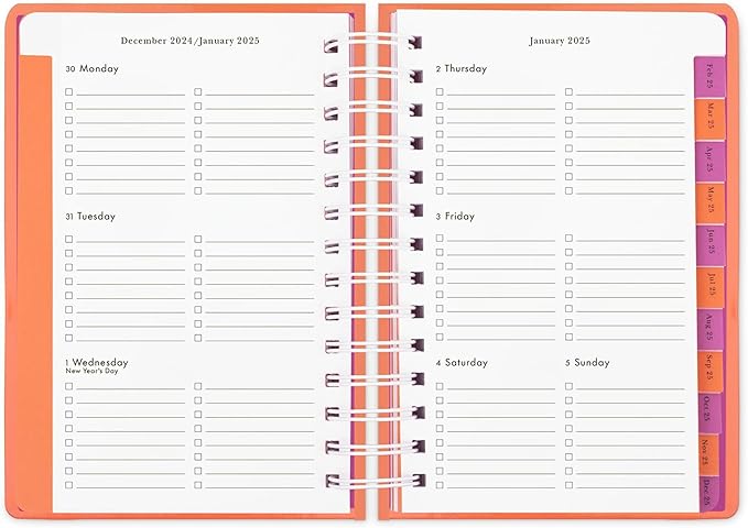 Kate Spade New York Medium Weekly and Monhtly Planner August 2024 - December 2025, Hardcover Spiral Agenda, Daily Planner with Monthly Calendar, Stickers, & Pockets, Your Lucky Day