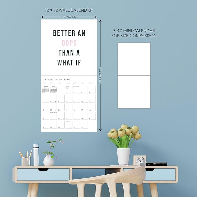 Graphique 2025 Girl Boss Wall Calendar | 12” x 12” | Thick Paper | Home & Office Organizer | Large Monthly Grid | 3 Languages & Marked Holidays | 4 Month Preview Page for 2026