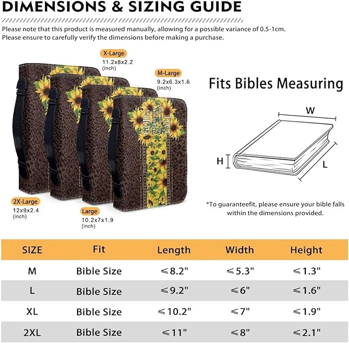 Lotusorchid PU Leather Bible Bag for Women with Inspiring Bible Verses, Sunflower Leopard Print Bible Cover Women Girls, Sturdy Bible Book Carrying Bags Christian Bible Study Accessories, 2XL