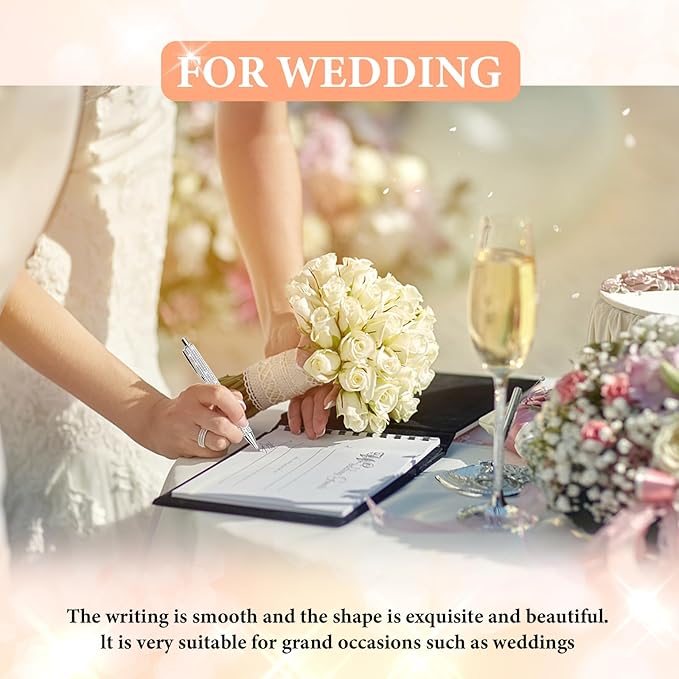 12Pcs Rhinestone Metal Ballpoint Pens Bling Pens Bulk Fancy Sparkly Crystal Diamond Pens Press Retractable Black Ink 0.7mm For Women Office Meeting Birthday Supplies Wedding Gifts(2colors)