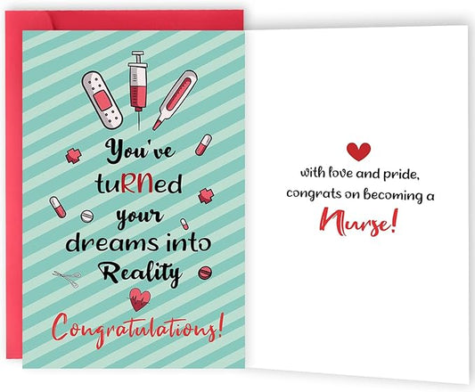 Cute Nurse Graduation Card, RN Graduation Gift for Women, Congratulations Card Gift for New Nurse, Nurses Week for Nurses Appreciation Gift