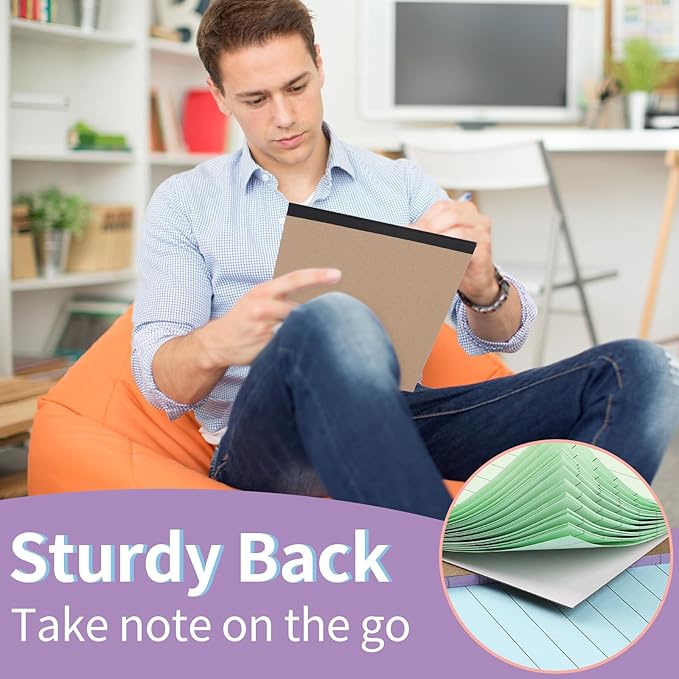 WINKIO Colored Legal Pads,5 Pack Writing Pads 8.5 x 11 inch, Micro Perforated Notebooks with Sturdy Back, Wide Ruled, 30 Sheets Per Writing Pad for School, College, Office, Professional