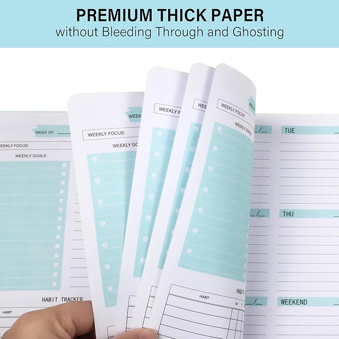 Weekly Planner with Habit Tracker Undated 52 Weeks To Do List Notebook Teacher Academic Weekly Planner Notebook for Weekly Goals Work Planner, 5.8" x 8" - Blue