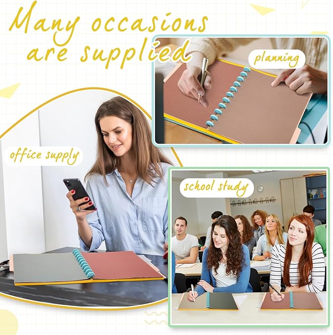 PerKoop 12 Pack 480 Sheets Colored Discbound Refill Paper 8.5 x 11 Inch College Ruled 11 Disc Letter Size Lined Paper Multicolored Refill Notebooks Disc Paper for Refill Paper Journaling(Novel Color)