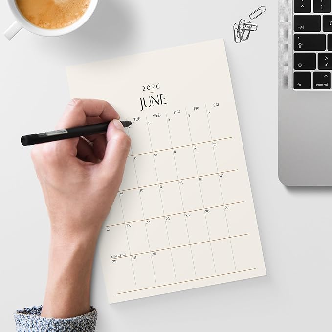 Magnetic Calendar for Refrigerator 2025 - Versatile 6x9 2025 Fridge Calendar Runs Until June 2026 - Easy Planning with Aesthetic Fridge Calendar Magnet - Karto - Beige