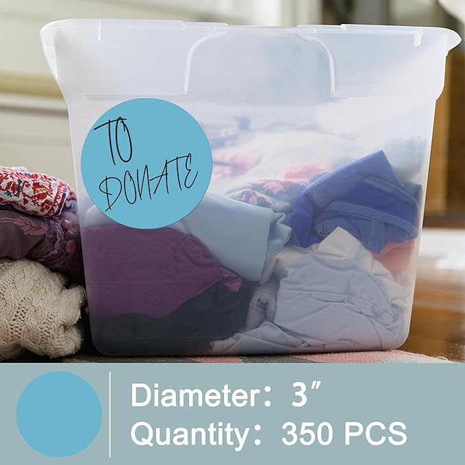 Hybsk 3 inch Circle Color Direct Thermal Stickers Shipping Labels for Barcodes,Name Tag,DIY Logo Design,Inventory– Compatible with Zebra,Rollo,Munbyn,and More-350 pcs (3 inch,Light Blue)