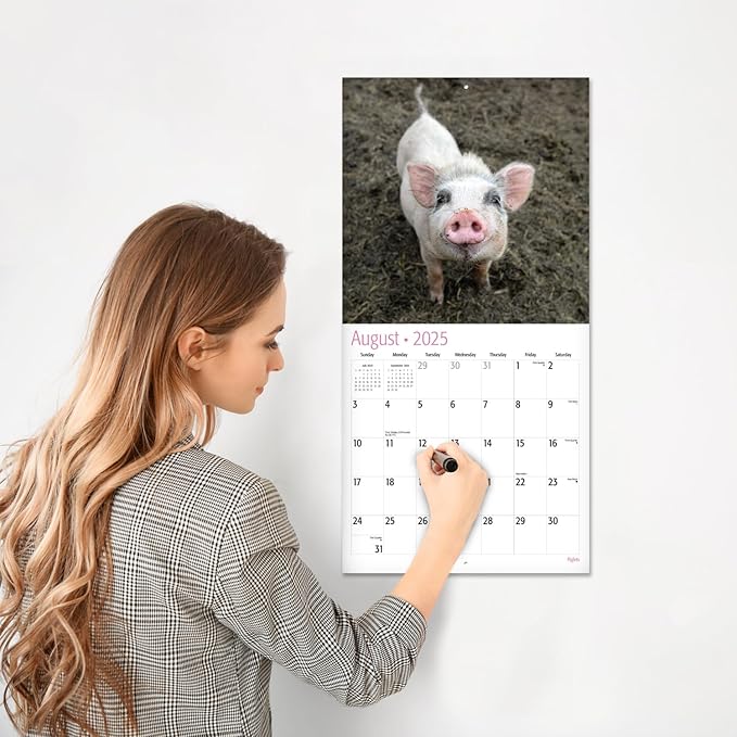 RED EMBER Piglets 2025 Wall Calendar 12 Month | 12" x 24" Open | Thick & Sturdy Paper | Giftable | Calendar 2025
