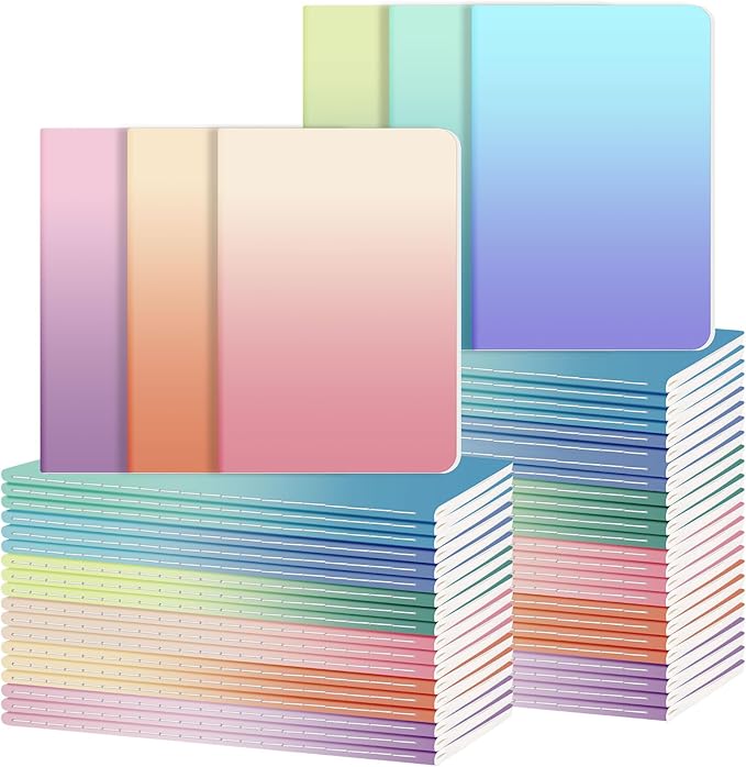 Ddaowanx 48 Pack A5 Colorful Notebooks, 6 Cute Colors Journals for Writing, 72 Pages, 8.3x5.5 Inch, with Lined Paper Travel Writing Notebooks Journal Gifts for Students(Lined-48pack, Gradient)