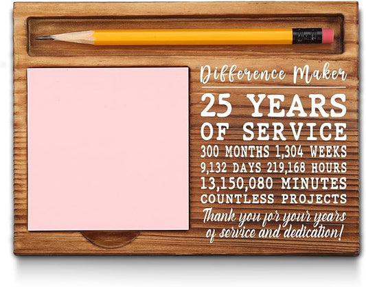 25th Work Anniversary Sticky Note Holder, Thank You Appreciation 25 Year Work Anniversary Decor Gifts for Women, Employee, Him, Her, Happy 25th Work Anniversary Self-Stick Note Pad Holders GSH28