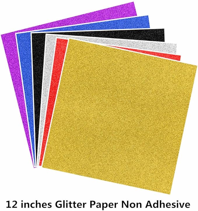 Baisunt 10 Sheets Gold Glitter Cardstock Paper for Graduation Cap DIY Project, Scrapbook, Birthday Wedding Party Decoration 250GSM(12x12 In, Non Adhesive)