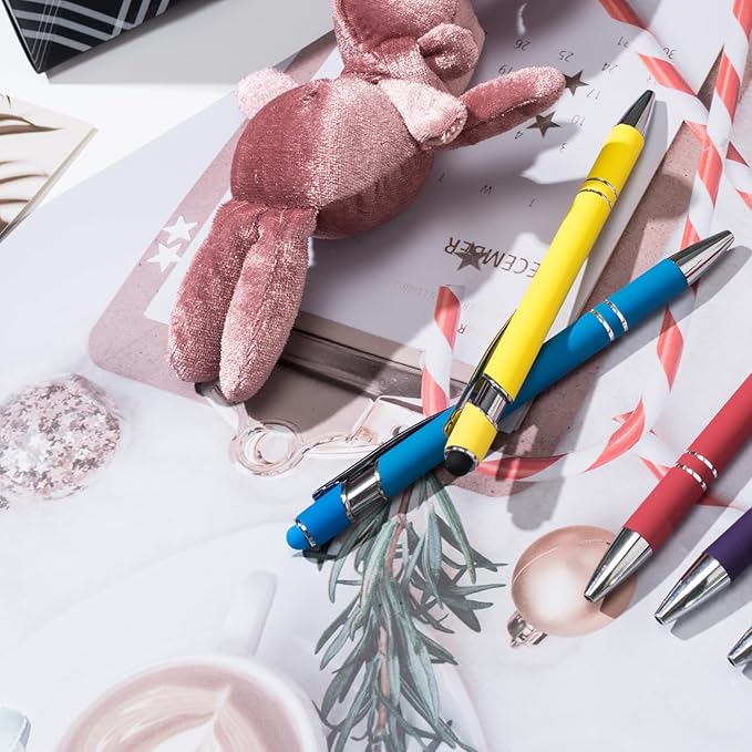 Up to 480 Pcs Personalized Pens in Bulk, Custom Metallic Printed Name Pens with Black Ink, Customized Pens Bulk with Stylus-Great Gift Ideas(Silver Barrel)