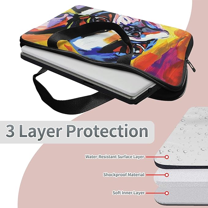 Laptop Sleeve Case Bag 15 inch, Watercolor Dog Slim Carrying Case Durable Handbag Travel Laptop Bag for 15 inch MacBook Air M3/M2/15 Pro/Surface Laptop 7/6/5/4/3/ Dell XPS 15 Plus