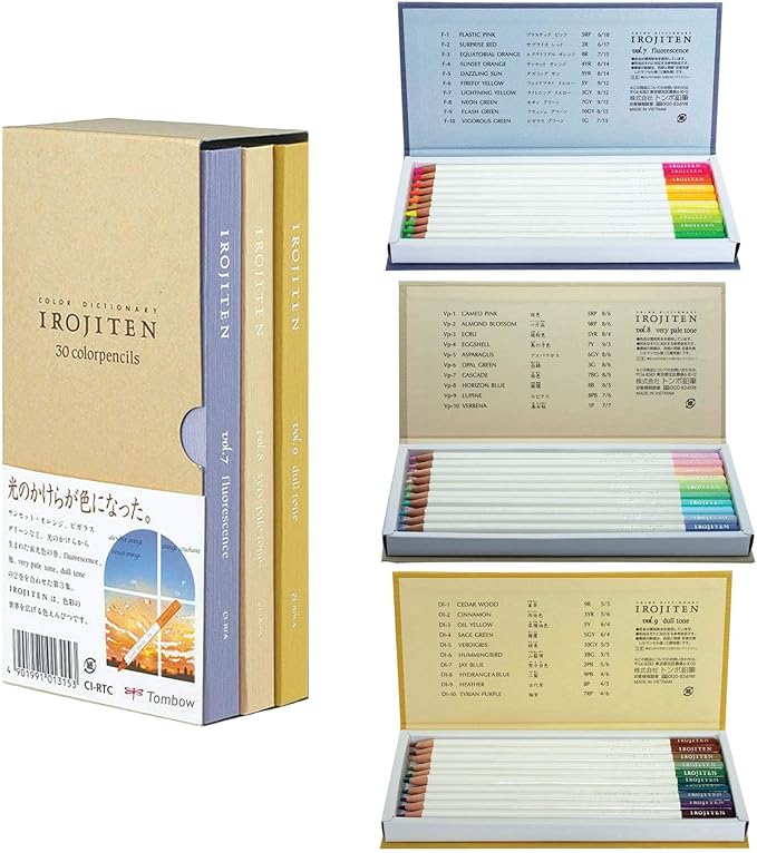 Tombow 51527 Irojiten Colored Pencil Dictionary Set, Seascape, Set of 30. Beautifully Crafted Wax-Based Colored Pencils with Enamel Finish