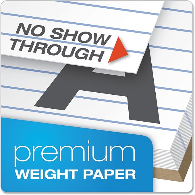 Ampad Gold Fibre Writing Pads, Legal/Wide Rule, Letter Size (8 1/2 in x 11 3/4 in), White, Four 50-Sheet Pads per Pack (20-031)