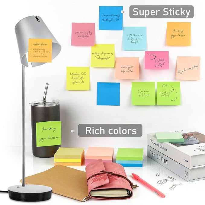 Sticky Notes,30 Pads,3x3 Inches, Colorful Self-Stick Notes Pads, Office Supplies,Perfect for Office, Study, and Daily Life Organization,100 Sheets/pad