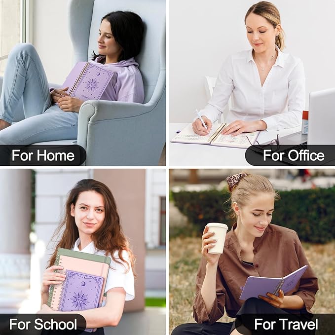 EMSHOI Lined Spiral Journal Notebook for Women & Men, 140 Numbered Pages, College Ruled Hardcover Notebook for Work & Note Taking, Journals for Writing, A5(6"x8") - Lightpurple