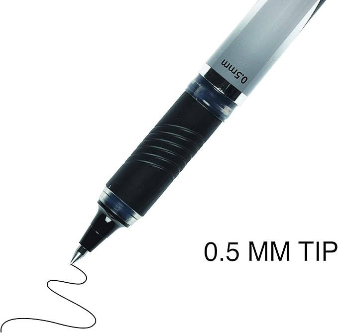 Inc. R2 Precision Rollerball Pens - 0.5 mm Ultra Fine-Point Pen Set With Comfort Grip for School, Office, Writing, and Journaling, 12 Pack, Black Ink