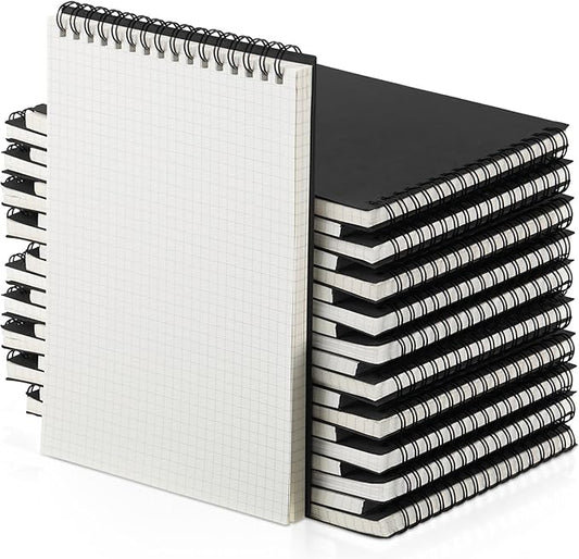 Graph Paper Spiral Notepad A5 Top Wirebound Notepad Grid Notebook Steno Pads Memo Notebook Grid Paper 140 Pages for Writing Sketching Drawing Office Supplies(Black,24 Pack)