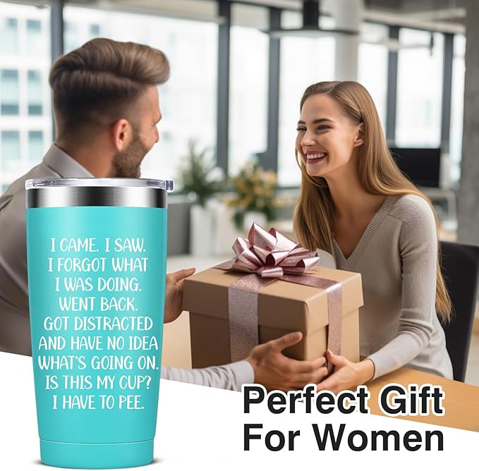 I Came I Saw Tumbler for Women - Funny Tumbler for Women - Fun Birthday Gifts for Women, Sister, Mom, Bestie, Female Coworkers, 20 Oz Stainless Steel Insulated Funny Water Tumbler, Mint
