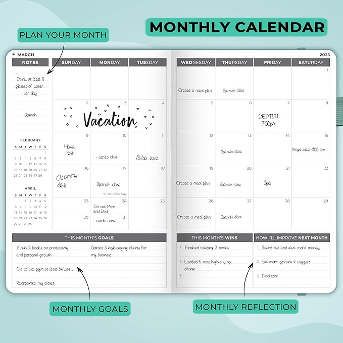 Clever Fox Dated Planner 2025-2026 – Weekly Life Planner Notebook for Goal Setting & Time Management – Planner with Habits Tracker, to-do List & Dated Pages – A5, Lasts 1 Year (Aquamarine)