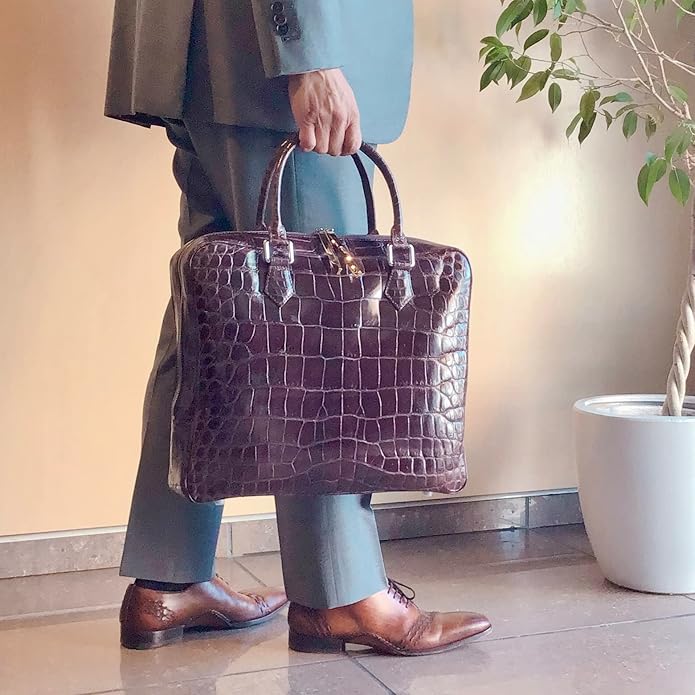 Masami Handmade Genuine Crocodile Leather Business Bag, Briefcase, Japanese brand, Leather bag