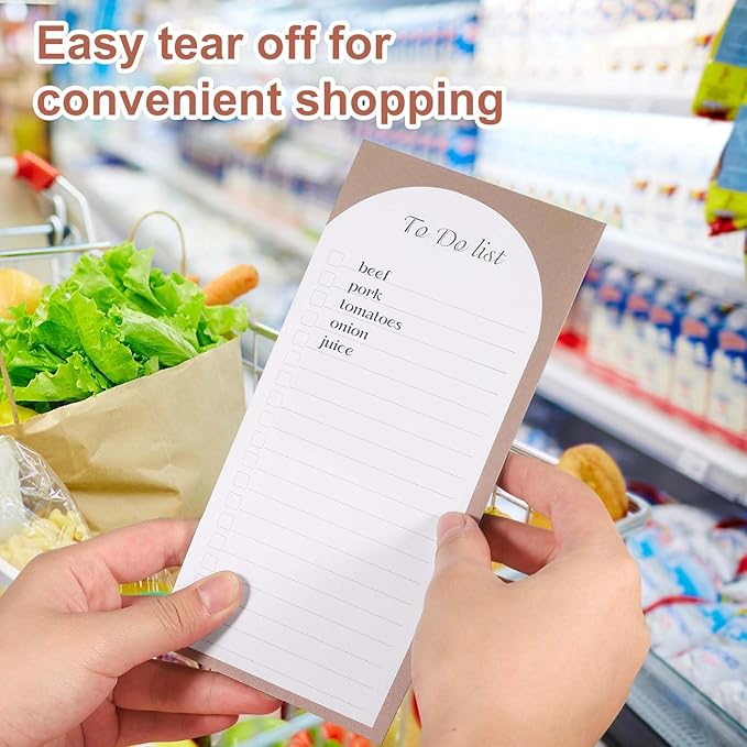 4 Pack Magnetic To Do List for Refrigerator with Pen Holder, Totally 200 Sheets Magnetic Fridge Notepad Magnetic Shopping List Pad for Fridge(Morandi Design)