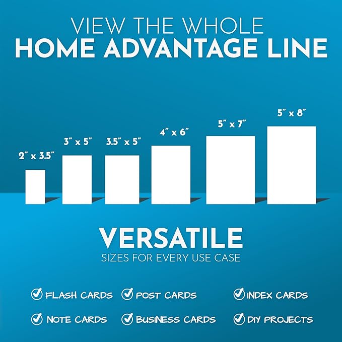 Home Advantage 3x5 Blank Index Cards - Our 50 Pack of Blank Note Cards Use Heavy Duty Cardstock to Make Them Bleed Proof - These Plain Index Cards Make Great Greeting Cards, Recipe Cards & Flash Cards