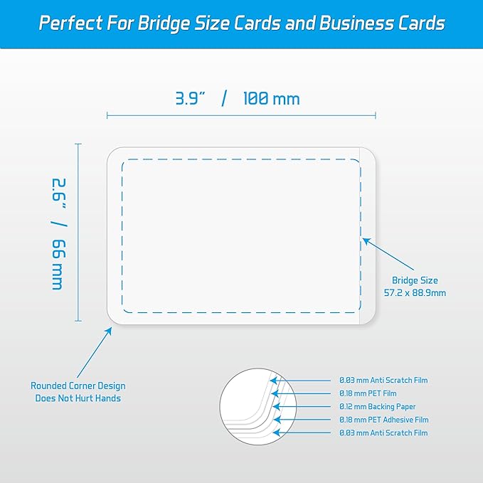 Self-Sealing Laminating Pouches, 2.6" x 3.9" for Business Cards and Bridge Size Flash Cards, 20 Packs 18mil Adhesive Lamination Sheets, Waterproof, No Machine Needed