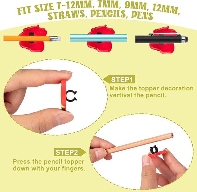 WDAHDHP Pencil Clip Topper, 50 Pcs Different Pencil Topper Decoration, Cute Pencil Charms for Kids Students School Gifts Classroom Rewards