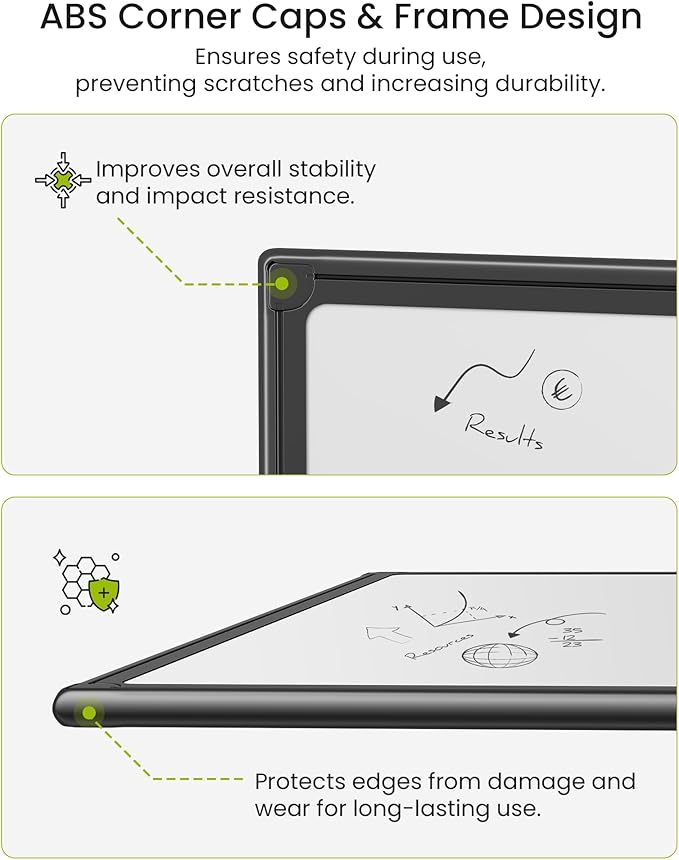 VUSIGN Black Aluminum Magnetic White Board 24" x 18" with Dry-Erase Eraser, Multicolor Markers, Magnetic Pins for Office, Home, School