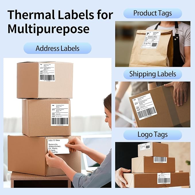 Phomemo 4X6 Thermal Labels - Shipping Labels, Thermal Printer Labels, Fan-Fold Labels for Shipping Labels, Address, Mail, Compatible with Zebra, Munbyn, Rollo, Polono, Nelko, Pack of 1000, White