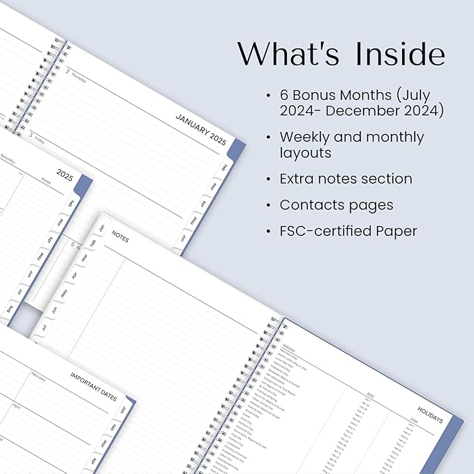 Blue Sky 2025 Monthly Planner Calendar, January 2025 - December 2025, 8" x 10", Flexible Frosted Cover, Laminated Tabs, Wirebound, Storage Pocket, Lindley (Lindley- 2025, 8" x 10")