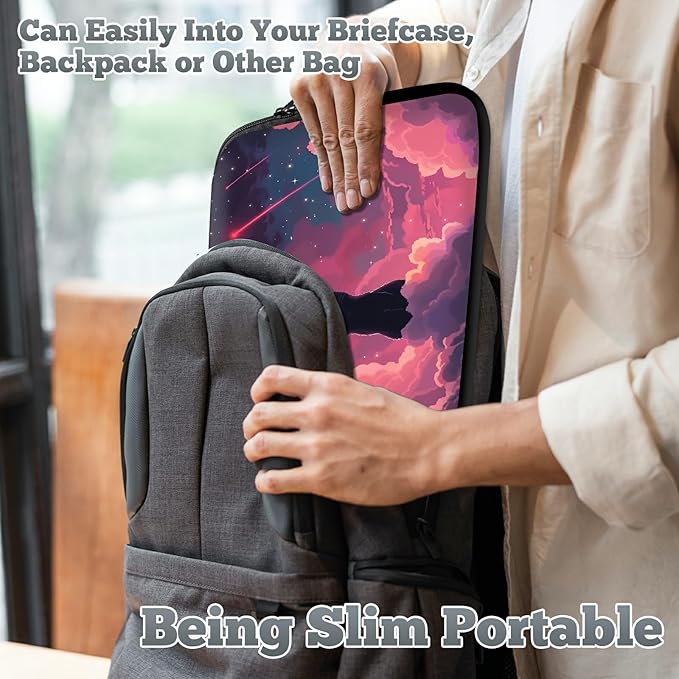 Laptop Sleeve Case Bag 13 inch, Pink Sky Cat Slim Carrying Case Durable Handbag Travel Laptop Bag for 13 inch MacBook Air M3/M2/Pro M2/ 13" iPad Pro/Air M4/M2 2024