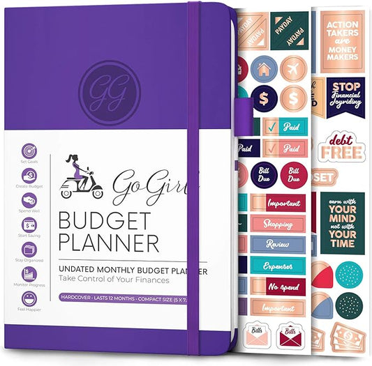 GoGirl Budget Planner – Monthly Financial Planner Organizer Budget Book. Expense Tracker Notebook Journal to Control Money, Compact (Purple)
