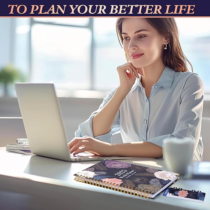 2025 Planner - 2025 Planner Weekly and Monthly, Jan.2025 - Dec.2025, Hardcover 2025 Planner Monthly with Tabs, 6.2" x 8.5", Strong Twin-Wire, Back Pocket