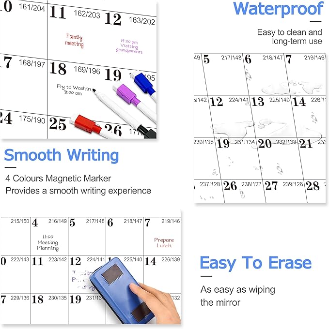 32" x 48" 2025 Wall Calendar Erasable Starry Sky, Wet & Dry Erase Large Laminated Annual Yearly Planner - 12 Month Horizontal/Vertical Calendar January to December for Easy Planning, Organizing