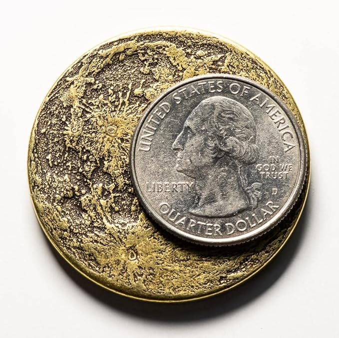 The Sun and Moon Worry Coin - Aztec Sun Stone Calendar and Moon