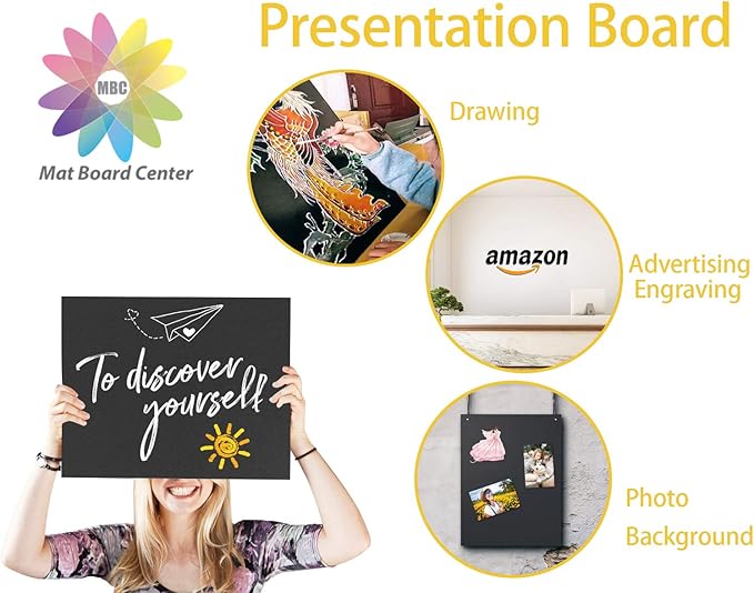 Mat Board Center, Pack of 10 Acid-Free Foam Boards, 8x10 inch Black Foam Boards, 3/16" Thick