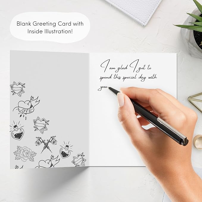 ALY LOU Funny Anniversary Card for Her Him/Husband Boyfriend/Girlfriend Wife/Sarcastic Birthday Greeting Card (You and me, it’s a forever kind of thing (Tattoo))