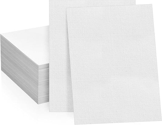 100 Sheets Linen Textured Cardstock Paper, 8 1/2 x 11" Blank White Printer Paper for Invitation Cards Making Office Printing Crafting Scrapbook DIY Projects, 92 lb Cover