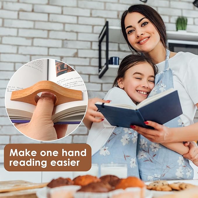 Book Weight Page Holder Wooden Thumb Book Open Holder Weighted Bookmark Corner Reading Book Accessories Gift for Writer Reader(Bookmark+Thumb Page Holder-Yellow)