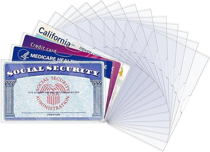 16 Pack Social Security Card Protector Sleeves, Ultra Clear & Durable 31Mil Waterproof SSN/New Medicare/Credit Card Holder, Soft ID/Debit/Credit Card Covers